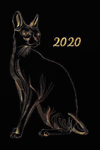 2020: Agenda - Planificateur Hebdomadaire et Mensuel - Agenda semainier 2020 - Calendrier des semaines 2020 - 20 pages Adresses - 12 pages releve de temps - chat, tomcat, or noir