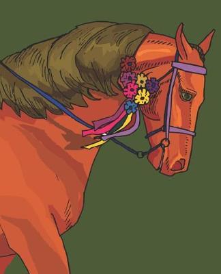 Horse Illustration School Composition Book Equine Bridled Horse Flowers: Horse Picture Equine Covers Composition Books Notebooks (Notebook, Diary, Blank Book)