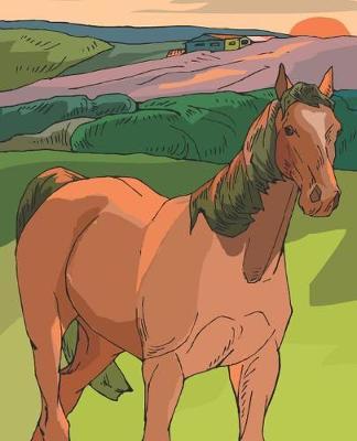 Horse Illustration School Composition Book Equine Sunset Horse Scene: Horse Picture Equine Covers Composition Books Notebooks (Notebook, Diary, Blank Book)