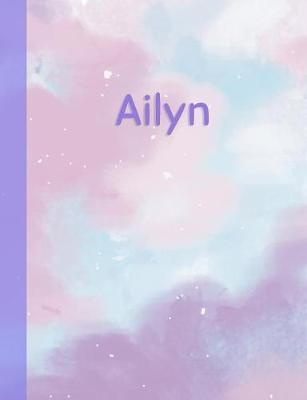 Ailyn: Personalized Composition Notebook - College Ruled (Lined) Exercise Book for School Notes, Assignments, Homework, Essay Writing. Pink Blue Purple Cover Art - Cloud Marble with Name