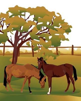 Horse Illustration School Composition Book Equine Horses Fenced Pasture: Horse Picture Equine Covers Composition Books Notebooks (Notebook, Diary, Blank Book)