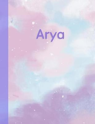 Arya: Personalized Composition Notebook - College Ruled (Lined) Exercise Book for School Notes, Assignments, Homework, Essay Writing. Pink Blue Purple Cover Art - Cloud Marble with Name