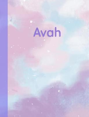 Avah: Personalized Composition Notebook - College Ruled (Lined) Exercise Book for School Notes, Assignments, Homework, Essay Writing. Pink Blue Purple Cover Art - Cloud Marble with Name