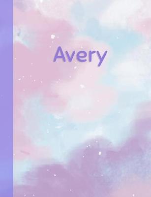 Avery: Personalized Composition Notebook - College Ruled (Lined) Exercise Book for School Notes, Assignments, Homework, Essay Writing. Pink Blue Purple Cover Art - Cloud Marble with Name