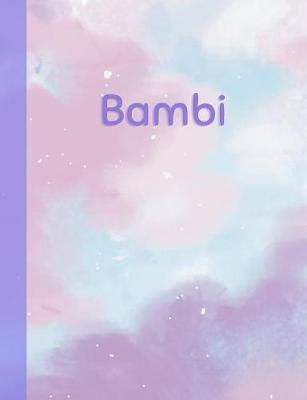 Bambi: Personalized Composition Notebook - College Ruled (Lined) Exercise Book for School Notes, Assignments, Homework, Essay Writing. Pink Blue Purple Cover Art - Cloud Marble with Name