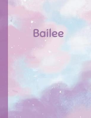 Bailee: Personalized Composition Notebook - College Ruled (Lined) Exercise Book for School Notes, Assignments, Homework, Essay Writing. Pink Blue Purple Cover Art - Cloud Marble with Name