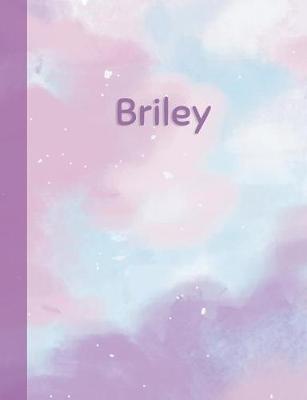 Briley: Personalized Composition Notebook - College Ruled (Lined) Exercise Book for School Notes, Assignments, Homework, Essay Writing. Pink Blue Purple Cover Art - Cloud Marble with Name
