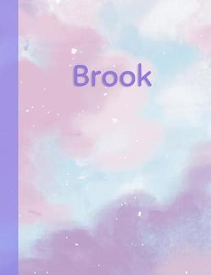 Brook: Personalized Composition Notebook - College Ruled (Lined) Exercise Book for School Notes, Assignments, Homework, Essay Writing. Pink Blue Purple Cover Art - Cloud Marble with Name