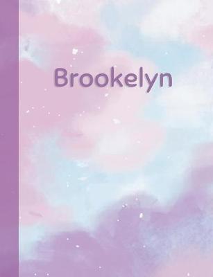 Brookelyn: Personalized Composition Notebook - College Ruled (Lined) Exercise Book for School Notes, Assignments, Homework, Essay Writing. Pink Blue Purple Cover Art - Cloud Marble with Name