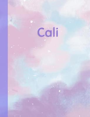 Cali: Personalized Composition Notebook - College Ruled (Lined) Exercise Book for School Notes, Assignments, Homework, Essay Writing. Pink Blue Purple Cover Art - Cloud Marble with Name