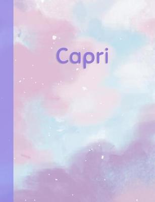Capri: Personalized Composition Notebook - College Ruled (Lined) Exercise Book for School Notes, Assignments, Homework, Essay Writing. Pink Blue Purple Cover Art - Cloud Marble with Name