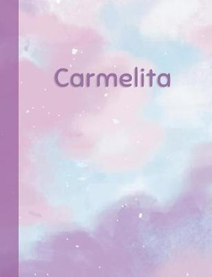 Carmelita: Personalized Composition Notebook - College Ruled (Lined) Exercise Book for School Notes, Assignments, Homework, Essay Writing. Pink Blue Purple Cover Art - Cloud Marble with Name