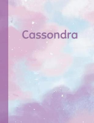 Cassondra: Personalized Composition Notebook - College Ruled (Lined) Exercise Book for School Notes, Assignments, Homework, Essay Writing. Pink Blue Purple Cover Art - Cloud Marble with Name