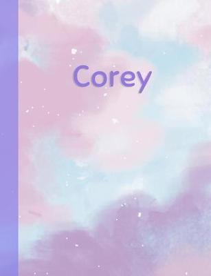 Corey: Personalized Composition Notebook - College Ruled (Lined) Exercise Book for School Notes, Assignments, Homework, Essay Writing. Pink Blue Purple Cover Art - Cloud Marble with Name