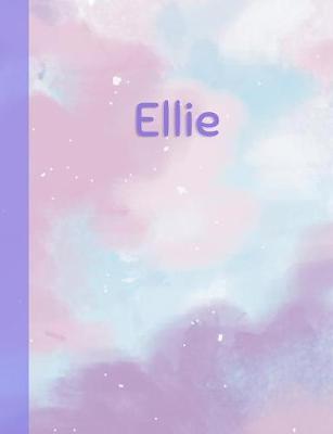Ellie: Personalized Composition Notebook - College Ruled (Lined) Exercise Book for School Notes, Assignments, Homework, Essay Writing. Pink Blue Purple Cover Art - Cloud Marble with Name