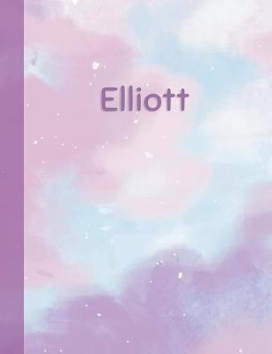 Elliott: Personalized Composition Notebook - College Ruled (Lined) Exercise Book for School Notes, Assignments, Homework, Essay Writing. Pink Blue Purple Cover Art - Cloud Marble with Name