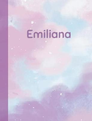 Emiliana: Personalized Composition Notebook - College Ruled (Lined) Exercise Book for School Notes, Assignments, Homework, Essay Writing. Pink Blue Purple Cover Art - Cloud Marble with Name