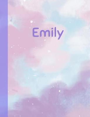 Emily: Personalized Composition Notebook - College Ruled (Lined) Exercise Book for School Notes, Assignments, Homework, Essay Writing. Pink Blue Purple Cover Art - Cloud Marble with Name