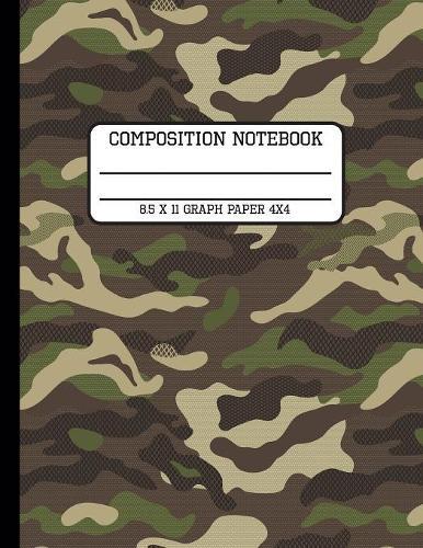 Composition Notebook Graph Paper 4x4: Camp Camo Fun and Trendy Back to School Quad Writing Book for Students and Teachers in 8.5 x 11 Inches