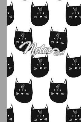 Notes: Cute Cat Themed Journal with Lined Pages: Awesome Kawaii Black Kitty Cat Faces