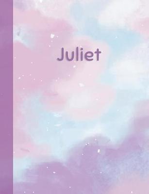 Juliet: Personalized Composition Notebook - College Ruled (Lined) Exercise Book for School Notes, Assignments, Homework, Essay Writing. Purple Pink Blue Cover Art - Cloud Marble with Name