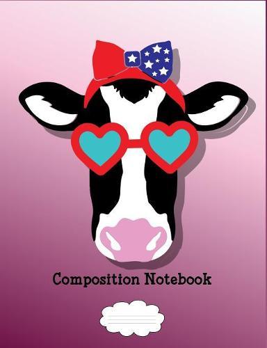 Composition Notebook: Cute cow in heart-shaped glasses