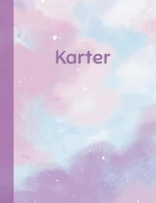 Karter: Personalized Composition Notebook - College Ruled (Lined) Exercise Book for School Notes, Assignments, Homework, Essay Writing. Purple Pink Blue Cover Art - Cloud Marble with Name