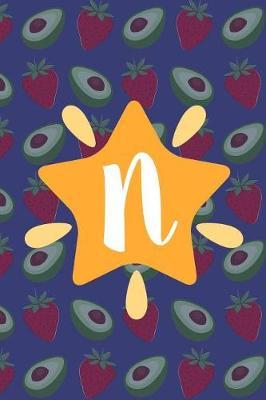 N: Dot Journal Notebook Dotted Grid Notebook Bullet Grid Planner dotted paper Initial Letter for Bullet Journaling, Writing, Sketching, Diary, Calligraphy Gifts for Girls Kids Teen Women (Strawberry & Avocado)