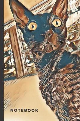 Notebook: Black Cornish Rex Cat blank lined Journal