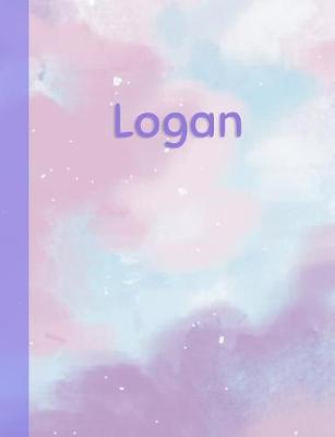 Logan: Personalized Composition Notebook - College Ruled (Lined) Exercise Book for School Notes, Assignments, Homework, Essay Writing. Purple Pink Blue Cover Art - Cloud Marble with Name