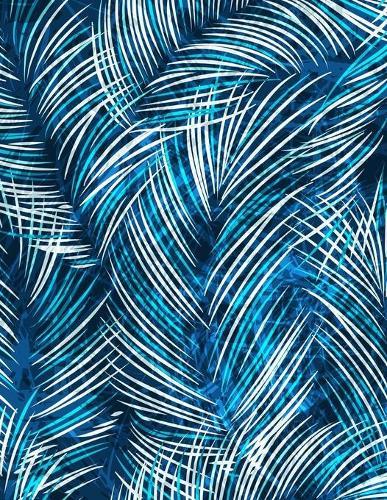 Graph Paper Notebook: Quad Ruled Graphing Paper, 200 Pages, Blue White Palm Leaf (8.5x11)