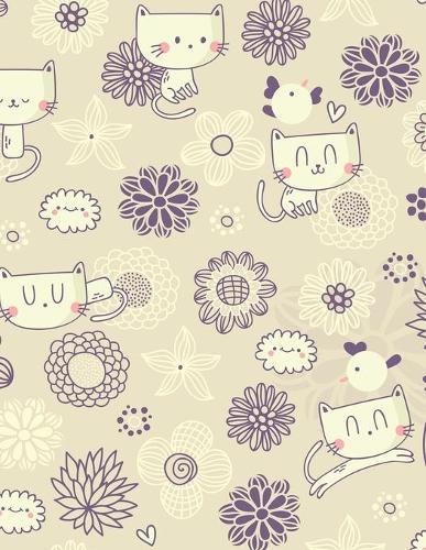 Graph Paper Notebook: Quad Ruled Graphing Paper, 200 Pages, Cute Cat and Floral Pattern (8.5x11)