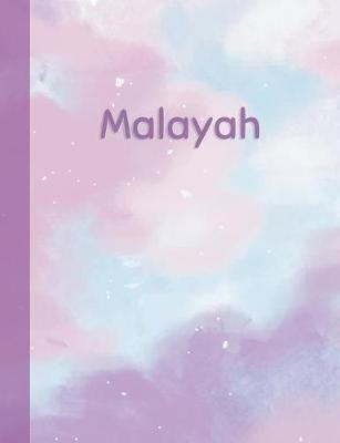 Malayah: Personalized Composition Notebook - College Ruled (Lined) Exercise Book for School Notes, Assignments, Homework, Essay Writing. Purple Pink Blue Cover Art - Cloud Marble with Name