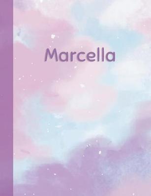 Marcella: Personalized Composition Notebook - College Ruled (Lined) Exercise Book for School Notes, Assignments, Homework, Essay Writing. Purple Pink Blue Cover Art - Cloud Marble with Name