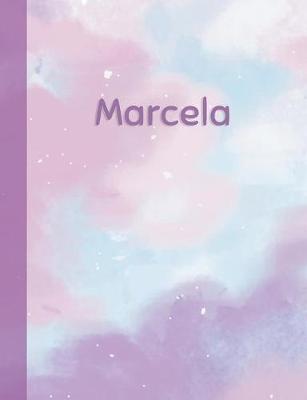 Marcela: Personalized Composition Notebook - College Ruled (Lined) Exercise Book for School Notes, Assignments, Homework, Essay Writing. Purple Pink Blue Cover Art - Cloud Marble with Name