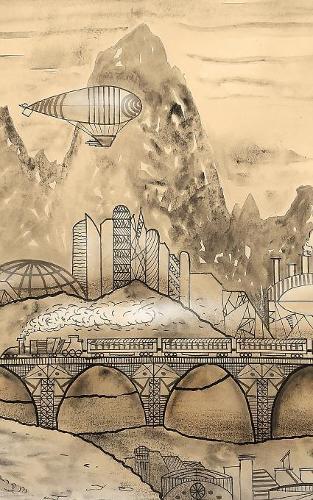 Notebook: Steampunk Air Ship Gothic Victorian Black Vintage Notebook 5  x 8  150 Ruled Pages