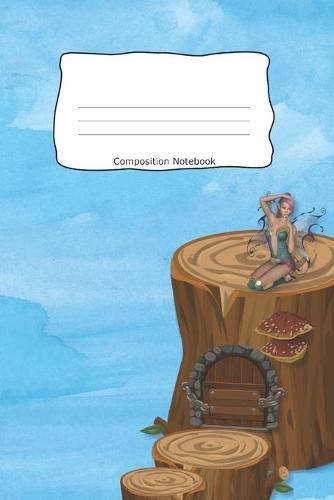 Composition Book: Fairy Door Light Blue Watercolor Cover Notebooks Wide Ruled Line Paper 120 Pages Soft Cover