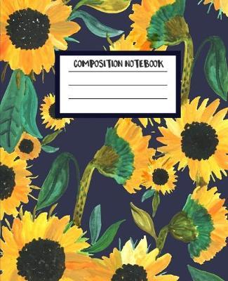 Composition Notebook: Sunflower Navy College Ruled Journal (7.5 x9.2 ) 100 Pages, Blank Lined Book to Write in Notes for Girls and Women