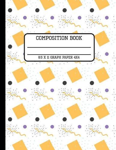 Composition Book Graph Paper 4x4: Trendy 80's Vintage Geometric Back to School Quad Writing Notebook for Students and Teachers in 8.5 x 11 Inches