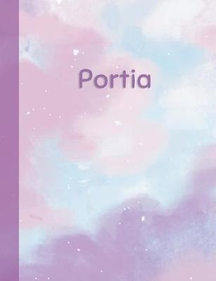 Portia: Personalized Composition Notebook - College Ruled (Lined) Exercise Book for School Notes, Assignments, Homework, Essay Writing. Purple Pink Blue Cover Art - Cloud Marble with Name