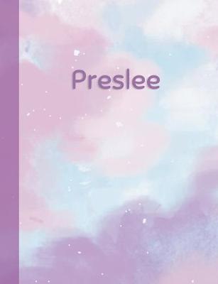 Preslee: Personalized Composition Notebook - College Ruled (Lined) Exercise Book for School Notes, Assignments, Homework, Essay Writing. Purple Pink Blue Cover Art - Cloud Marble with Name