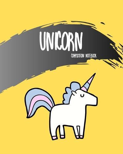 Unicorn Composition Notebook: Yellow Color Cover 8x10   100 Pages Wide Ruled Paper, Elementary School Supplies Student & Teacher