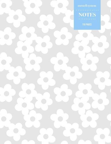 Cornell System Notes 110 Pages: Vintage Floral Notebook for Professionals and Students, Teachers and Writers - Light Grey Floral Patten with Light Blue Tag