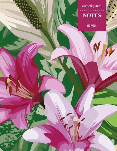 Cornell System Notes 110 Pages: Vintage Floral Notebook for Professionals and Students, Teachers and Writers - Bright Pink Day Lilies