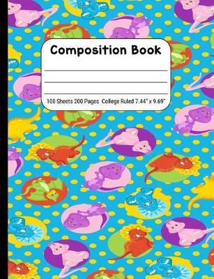 Composition Book College Rule: Journal Notebook for School Home or Work, Multicolor Dinosaurs on Teal Blue