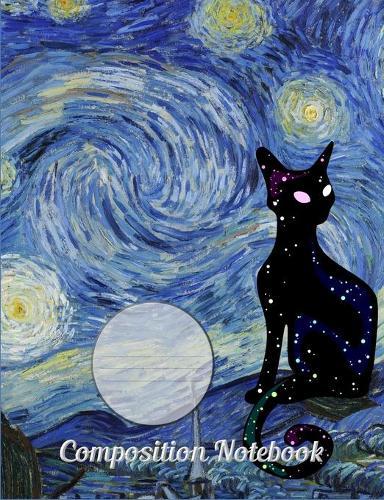 Composition Notebook: A starry cat in Van Gogh's A Starry Night