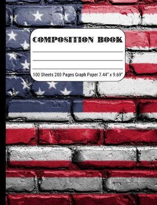 Composition Book Graph Paper: Quad Rule (4x4) Graph Paper, Four Squares per Inch Journal Notebook for Math, Science, School, Home or Work, American Flag on Bricks