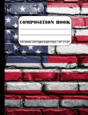 Composition Book Graph Paper: Quad Rule (4x4) Graph Paper, Four Squares per Inch Journal Notebook for Math, Science, School, Home or Work, American Flag on Bricks
