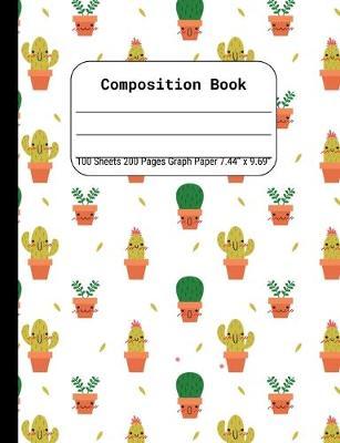 Composition Book Graph Paper: Quad Rule (4x4) Graph Paper, Four Squares per Inch Journal Notebook for Math, Science, School, Home or Work, Cactus on White