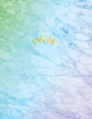 Andy: Blue and Aqua Marble personalised custom name college or school ruled journal for girls - Standard lined size composition exercise note book